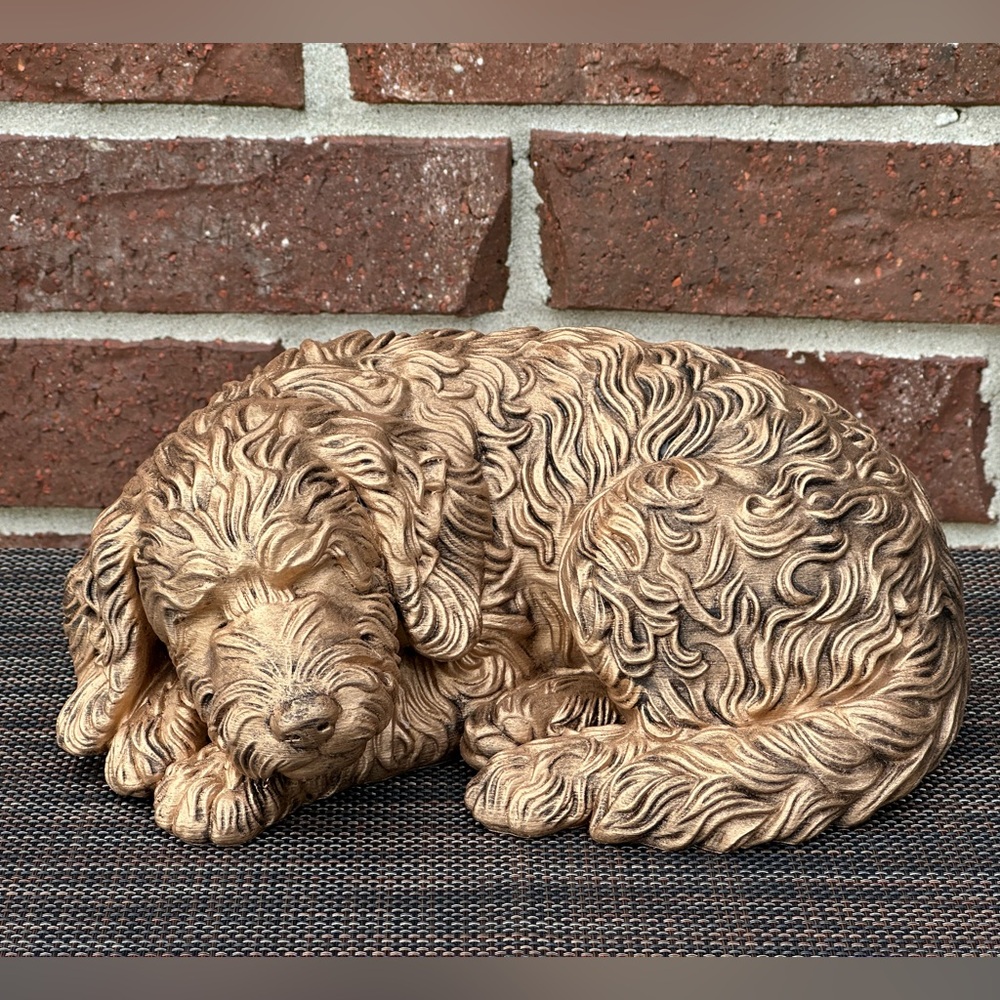Charming Sleeping Golden Doodle Statue
